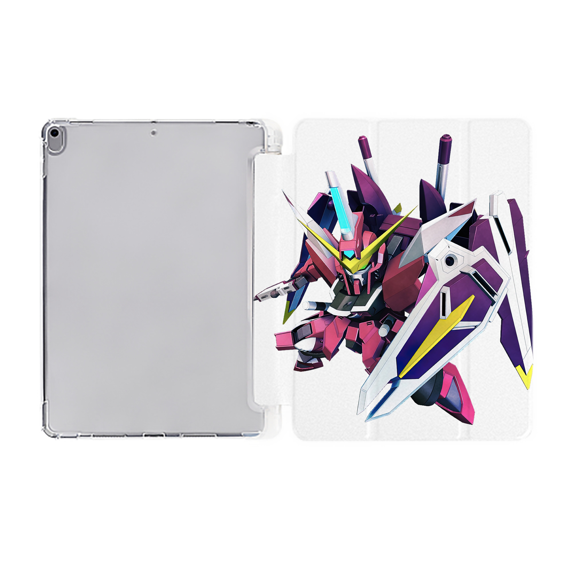 （画像用） 機動戦士ガンダム Mobile Suit Gundam IPad ケース ペン収納付き 三つ折りスタンド PUレザー×シリコン 対応機種9.5/10.5/10.9インチ